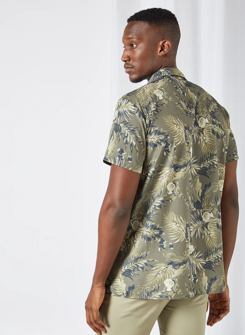 STATE 8 Tropical Print Shirt Green