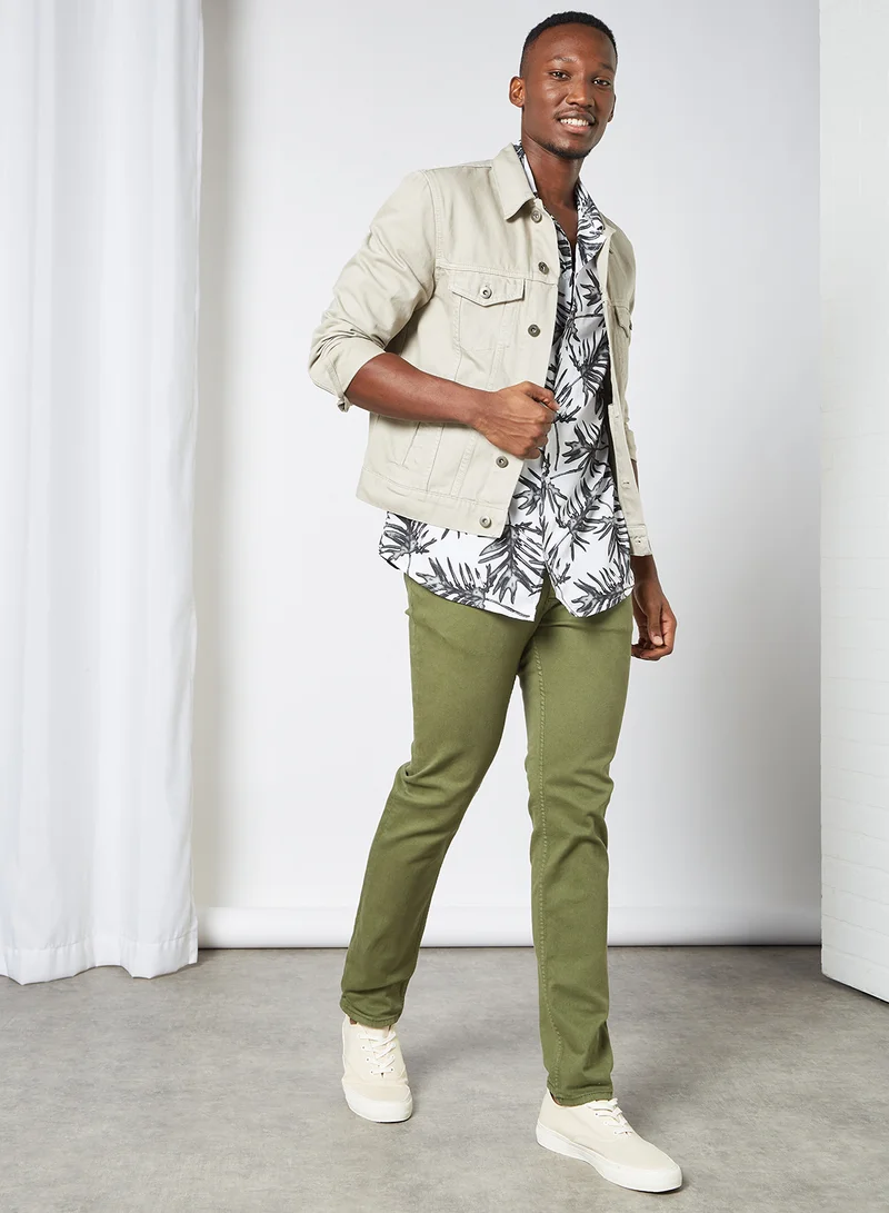 STATE 8 Tropical Print Shirt White