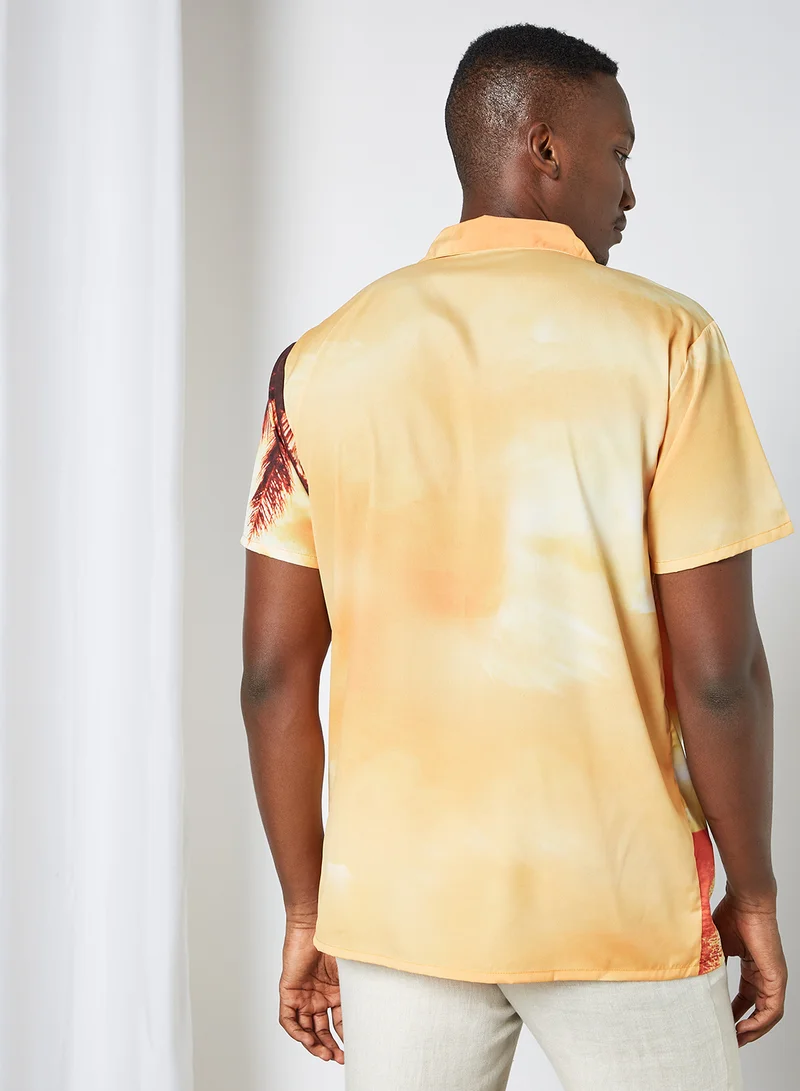 STATE 8 Beach Print Shirt Orange