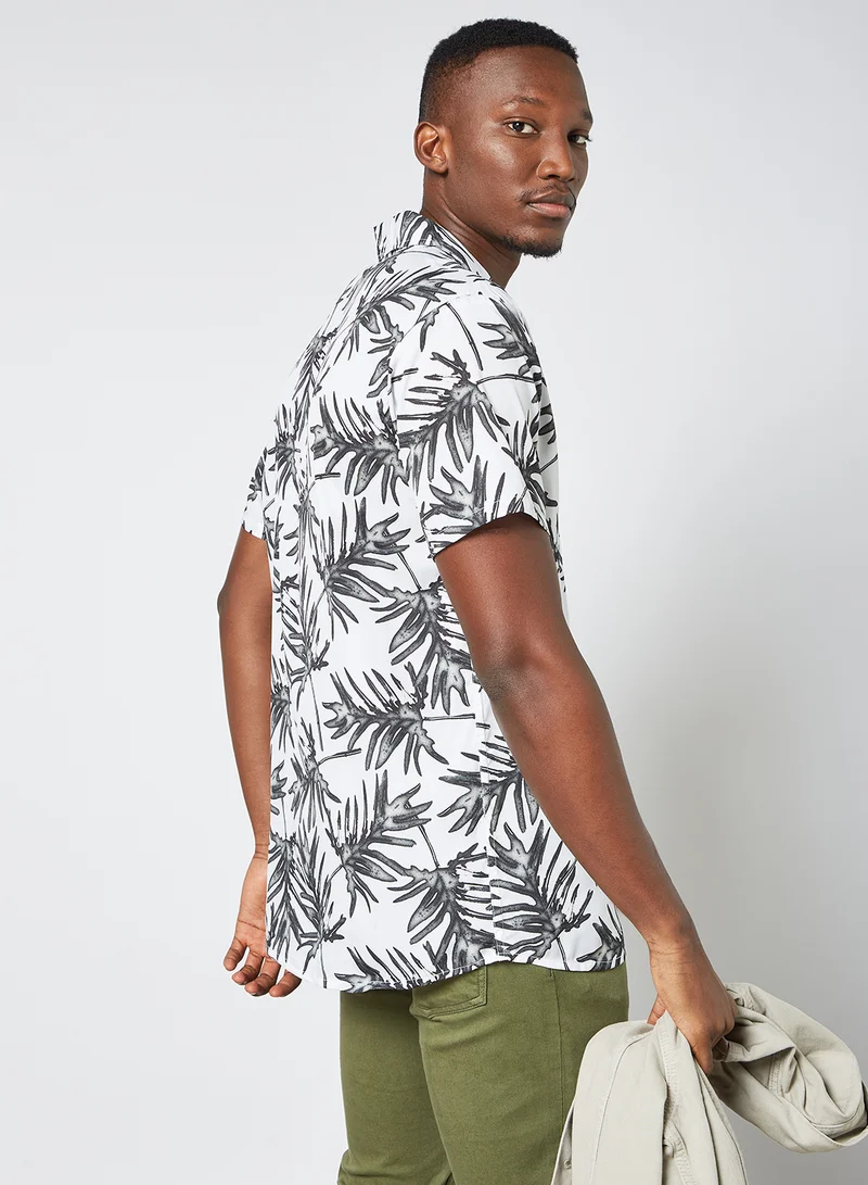 STATE 8 Tropical Print Shirt White