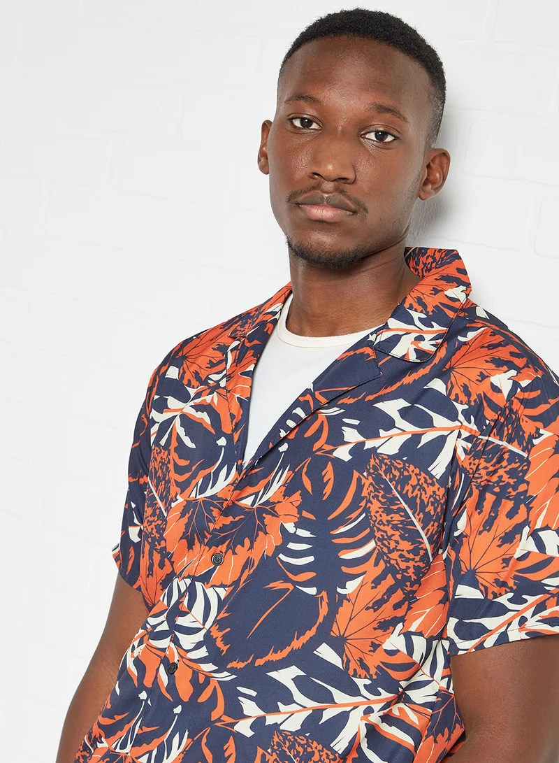 STATE 8 Floral Print Shirt Navy