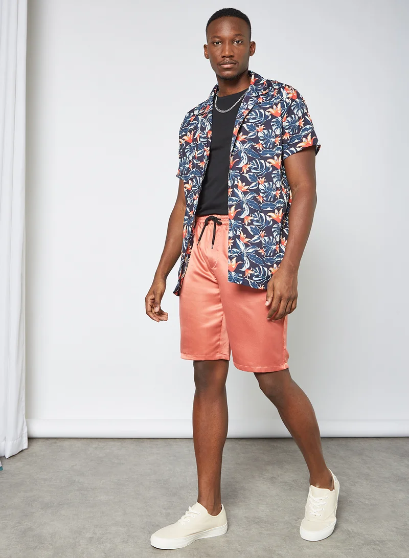 STATE 8 Floral Print Shirt Dark Blue