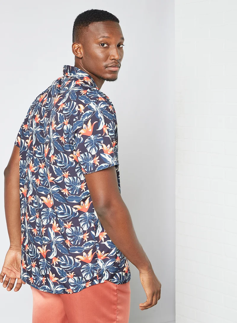 STATE 8 Floral Print Shirt Dark Blue