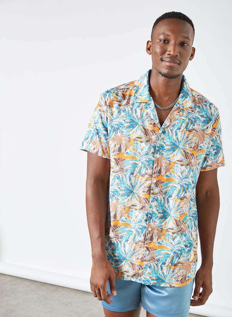 STATE 8 - Tropical Print Shirt Light Blue - Image 1