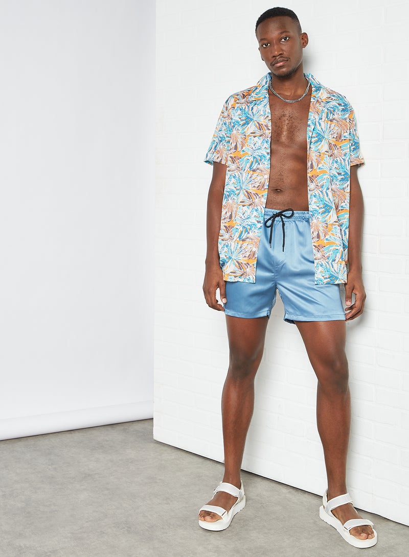 STATE 8 - Tropical Print Shirt Light Blue - Image 1