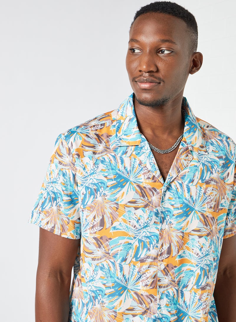 STATE 8 - Tropical Print Shirt Light Blue - Image 1