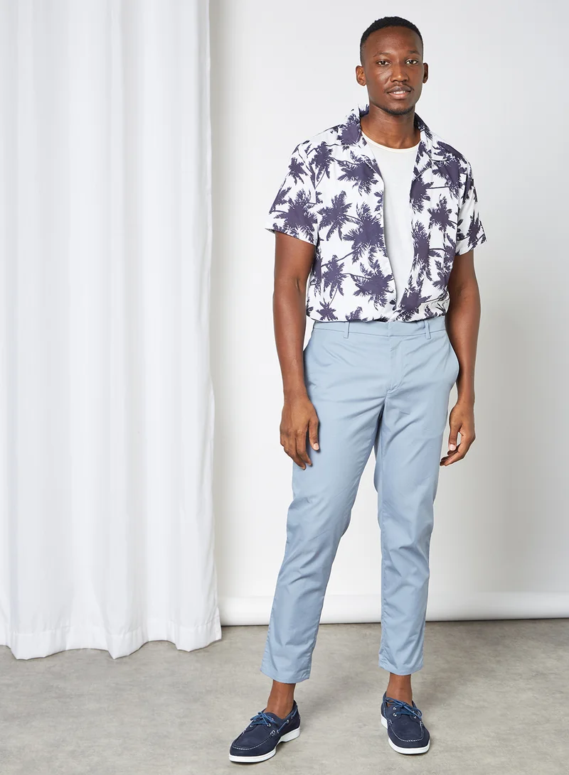 STATE 8 Tropical Print Shirt White/Blue