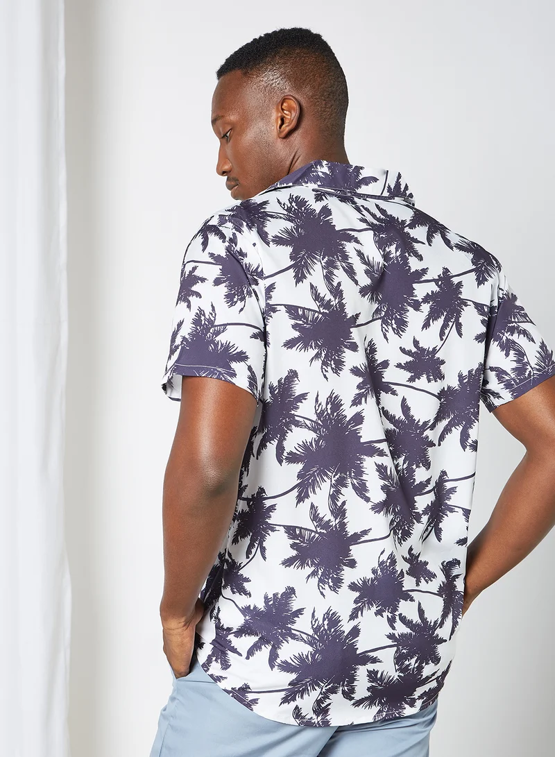 STATE 8 Tropical Print Shirt White/Blue