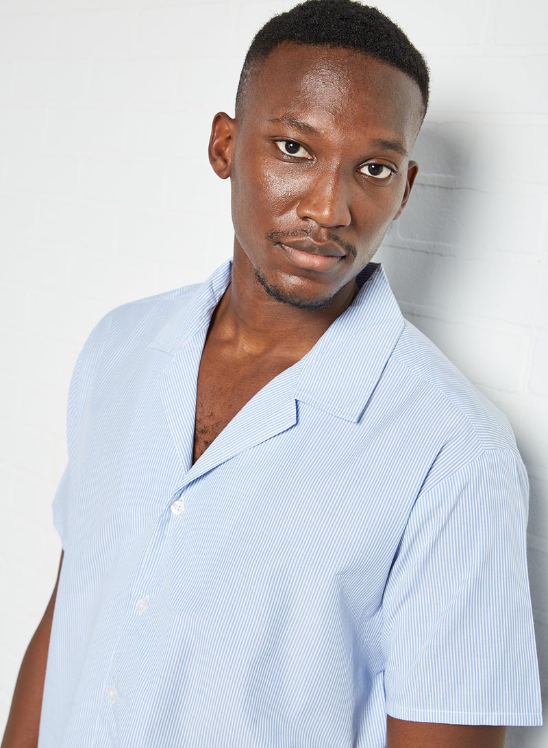 STATE 8 - Stripe Print Shirt Light Blue - Image 1