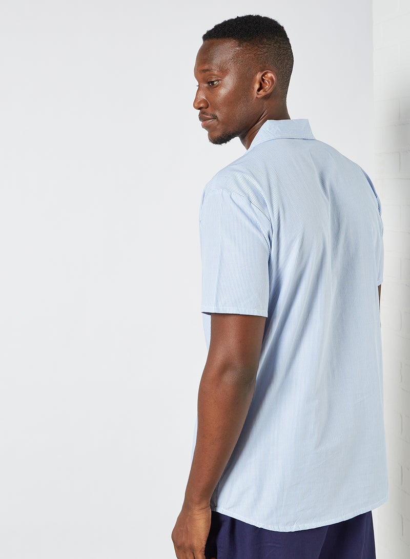STATE 8 - Stripe Print Shirt Light Blue - Image 1
