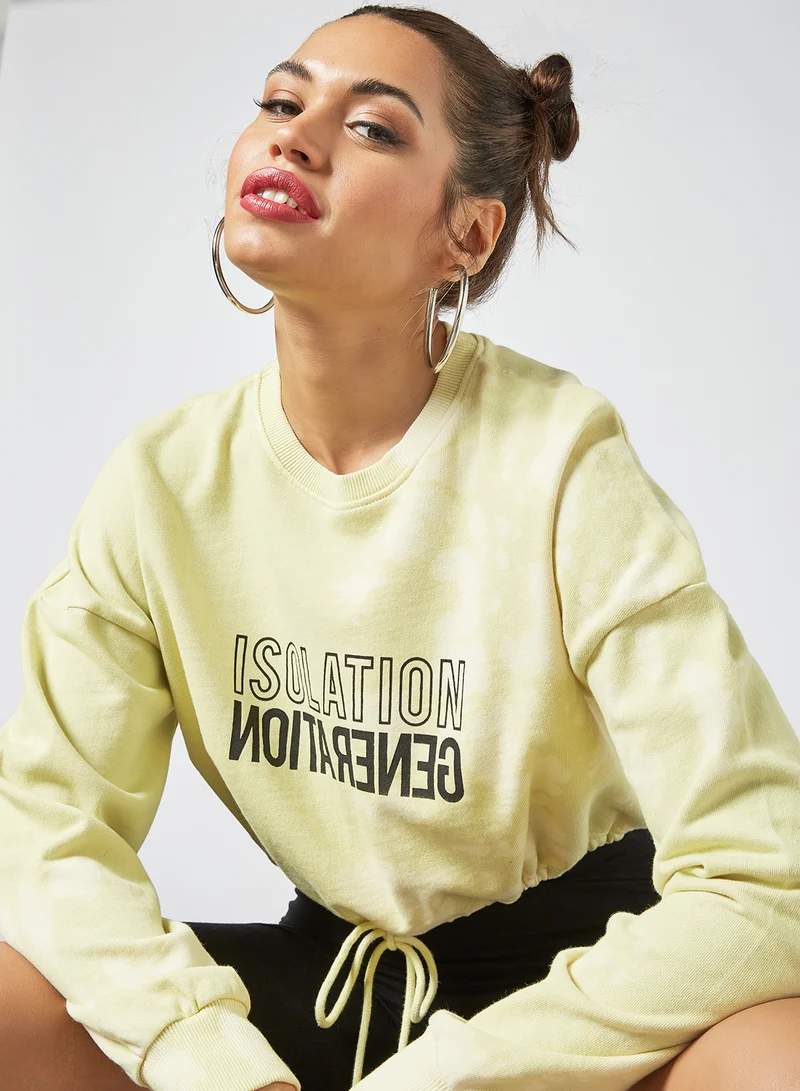 Sivvi x GenM Tie Dye Cropped Sweatshirt Light Green