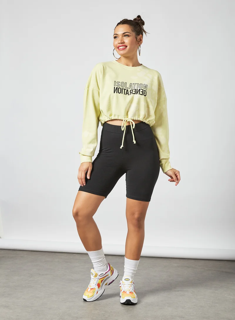 Sivvi x GenM Tie Dye Cropped Sweatshirt Light Green