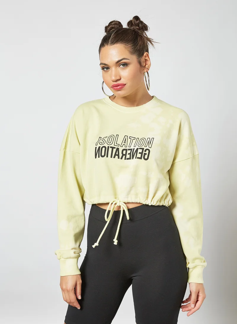 Sivvi x GenM Tie Dye Cropped Sweatshirt Light Green