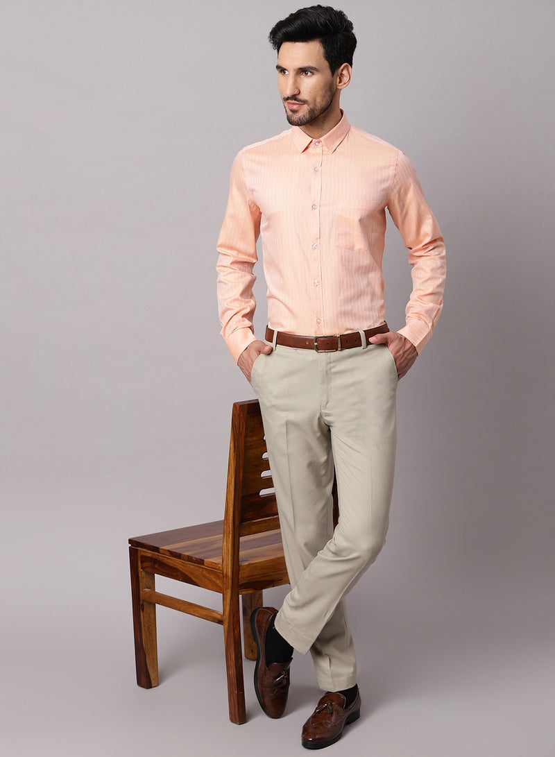 QUWA Formal Collared Neck Shirt Light Orange - Image 3