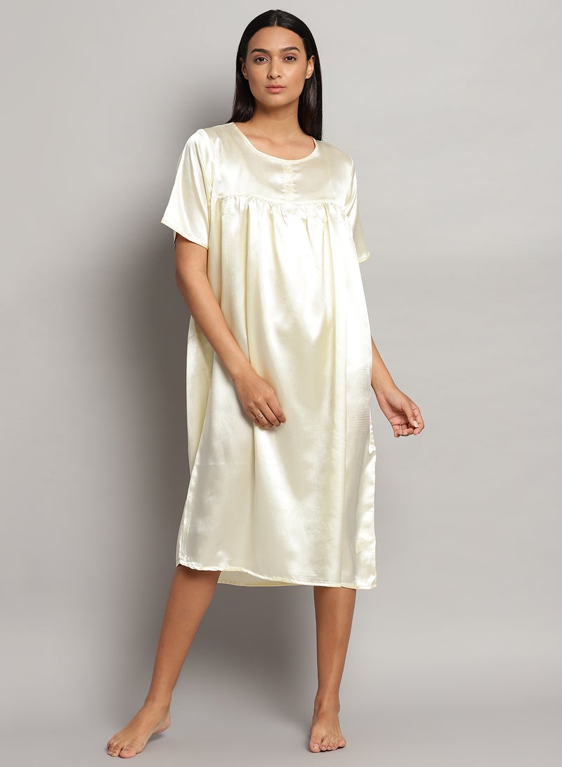 Aila - Woven Sleepwear Set Light Yellow - Image 1