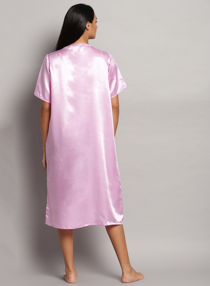 آيلا قميص نوم متوسط الطول بتصميم كاجوال أرجواني - Image 2