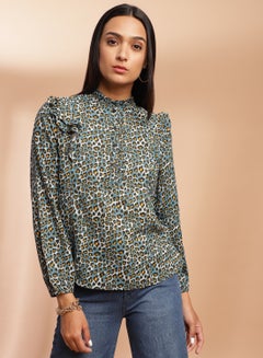 Aila Animal Pattern Long Sleeve Top Multicolour  - Image 1