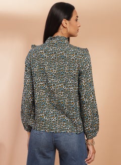 Aila Animal Pattern Long Sleeve Top Multicolour  - Image 2