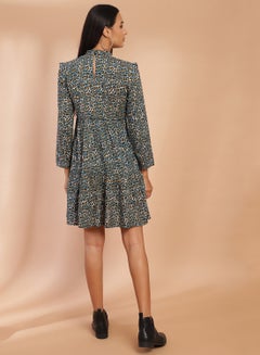 Aila Animal Pattern Pleated Hem Dress Multicolour  - Image 2
