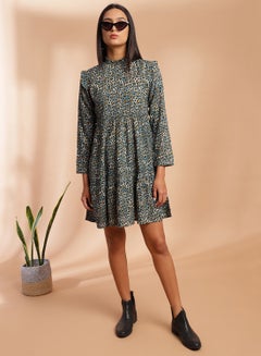 Aila Animal Pattern Pleated Hem Dress Multicolour  - Image 3