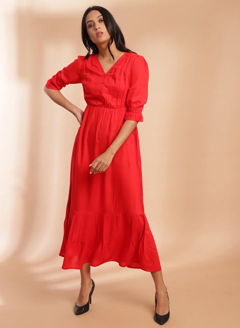 Casual Long Evening Maxi Dress Red