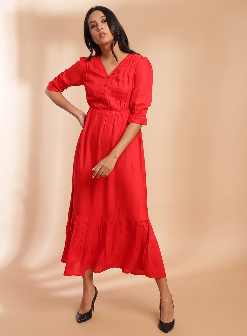 Casual Long Evening Maxi Dress Red