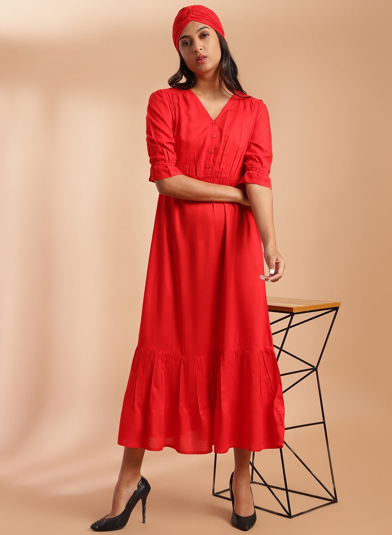 Casual Long Evening Maxi Dress Red