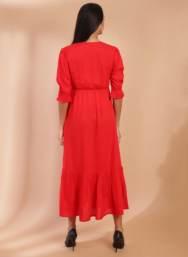 Casual Long Evening Maxi Dress Red
