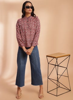 Aila Animal Printed Long Sleeve Top Red/Black  - Image 3