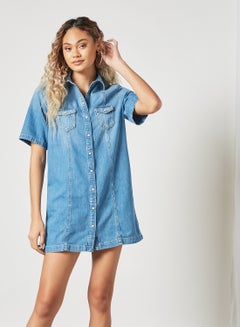 Denim Button Down Dress Blue