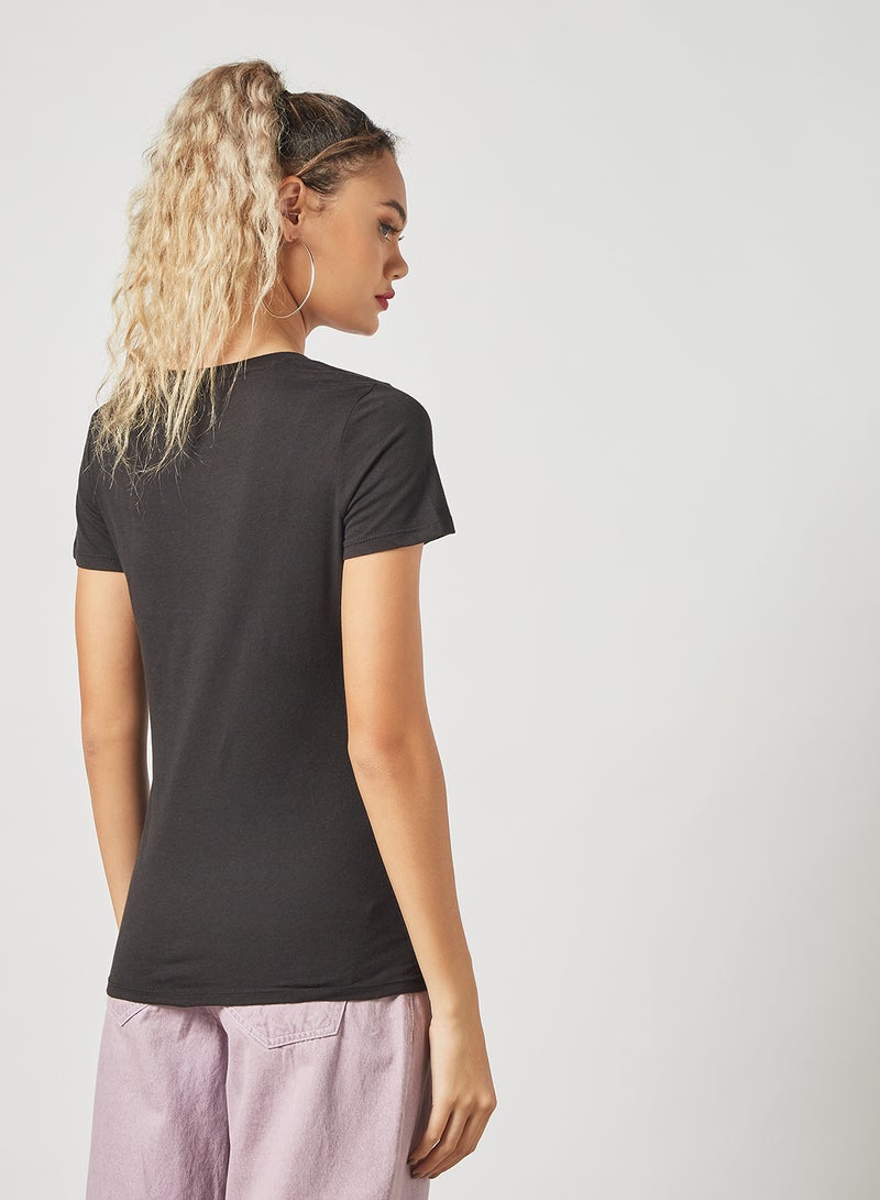 TOMMY JEANS - Logo Print Crew Neck T-Shirt Black - Image 1