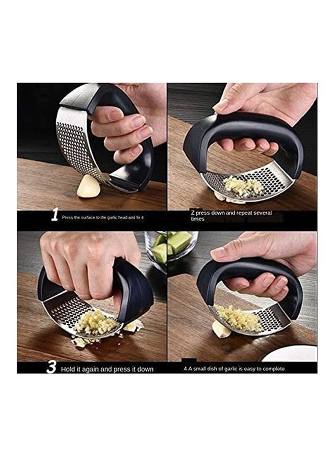 ARTC - Stainless Steel Garlic Chopper With Handle Silver/Black 10cm - Image 1