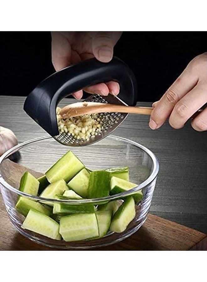 ARTC - Stainless Steel Garlic Chopper With Handle Silver/Black 10cm - Image 1