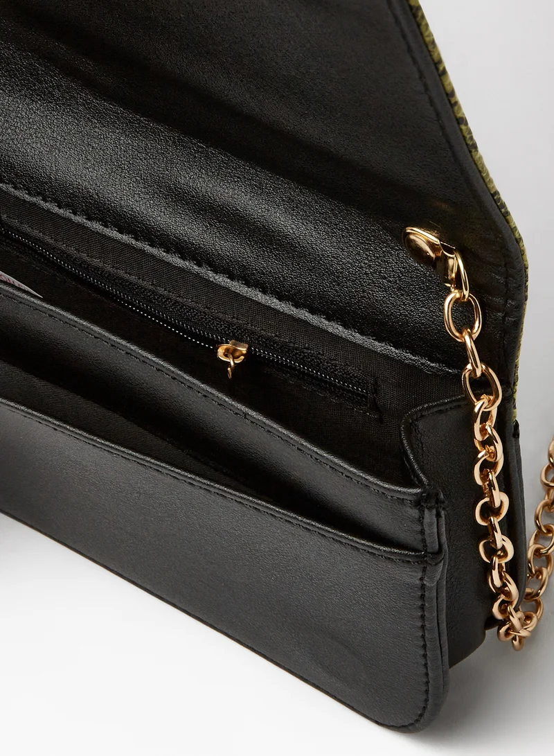 Sivvi x GenM Snakeskin Print Crossbody Bag Green
