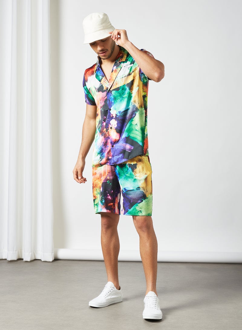 STATE 8 Abstract Print Shirt and Shorts Set Multicolour  - Image 1