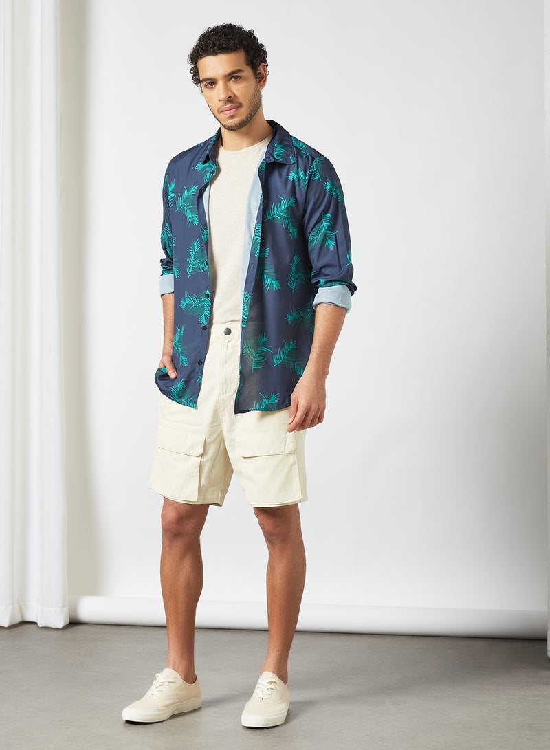 STATE 8 Printed Button Down Shirt Blue  - Image 2