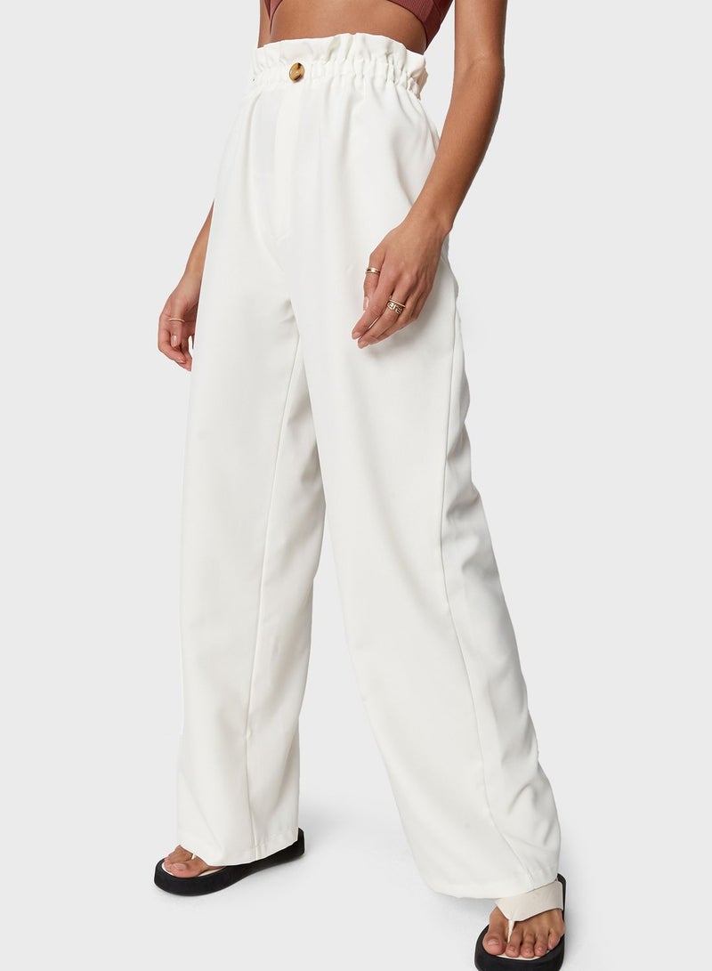 Missguided Paperbag Waist Pants White - Image 3