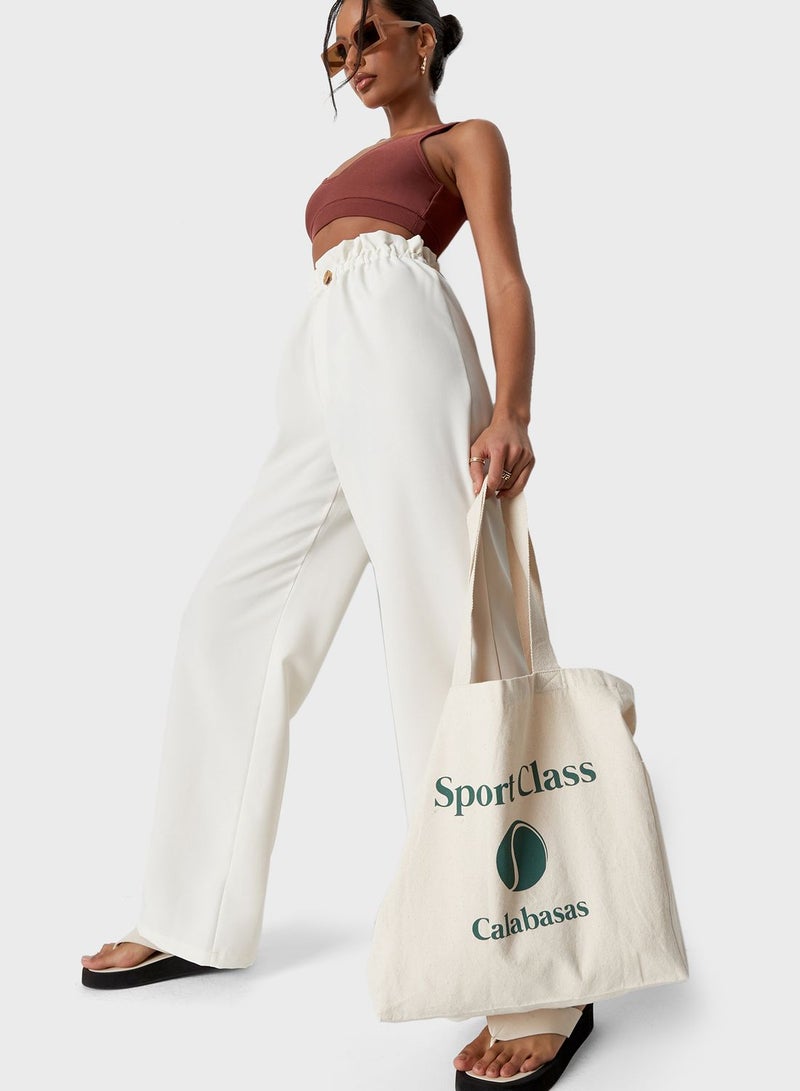 Missguided Paperbag Waist Pants White - Image 4