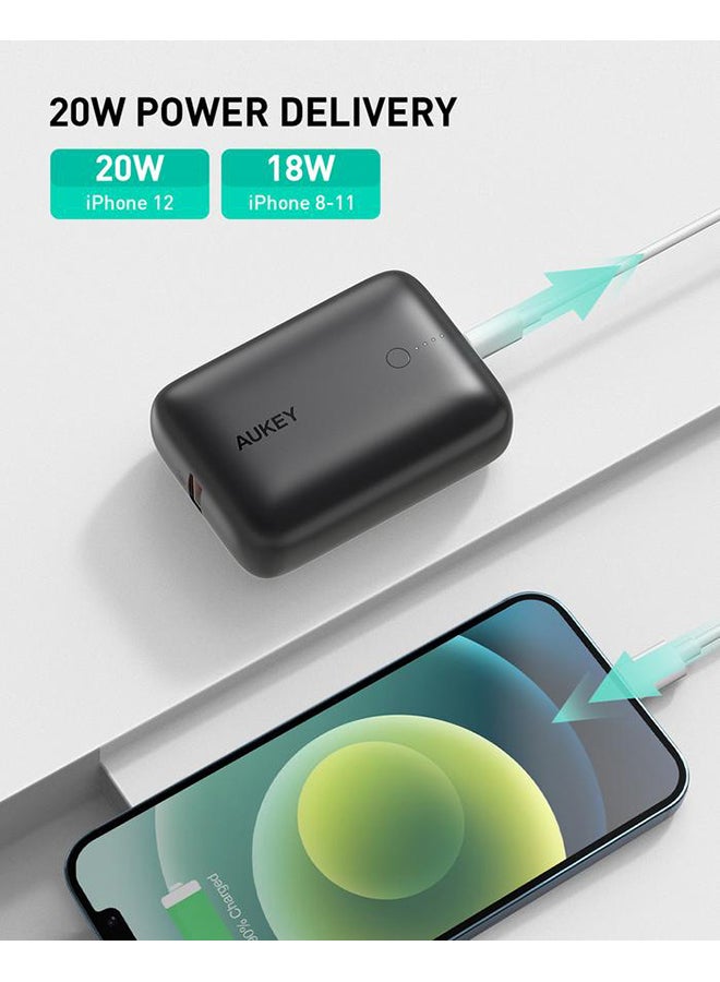 Aukey - 10000 mAh Basix Mini 20W - 10000mAh Ultra compact Power Bank with PD & QC3.0 Black - Image 1
