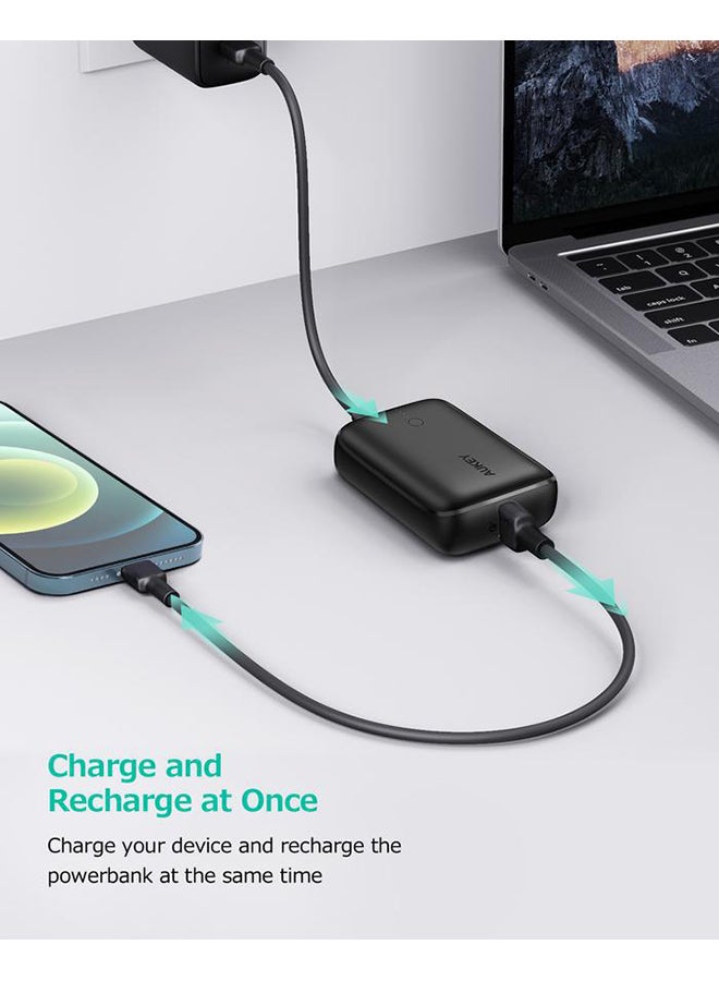 Aukey - 10000 mAh Basix Mini 20W - 10000mAh Ultra compact Power Bank with PD & QC3.0 Black - Image 1