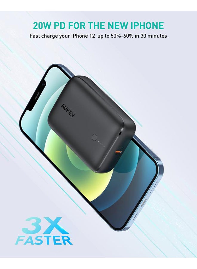 Aukey - 10000 mAh Basix Mini 20W - 10000mAh Ultra compact Power Bank with PD & QC3.0 Black - Image 1