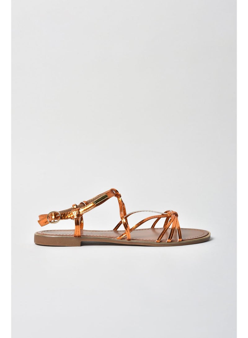 Jove Stylish Flat Sandals Gold  - Image 1
