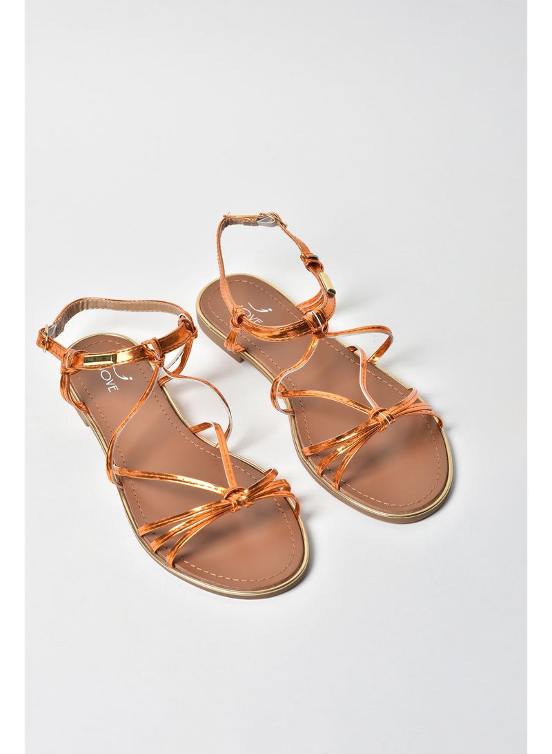 Jove Stylish Flat Sandals Gold  - Image 2
