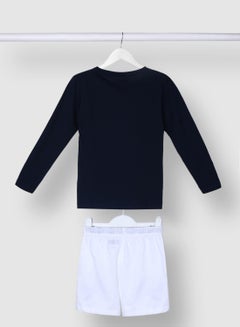 Girls Fashionable Long Sleeve T-Shirt And Shorts Set Navy / White - v1628410608/N44458952V_2