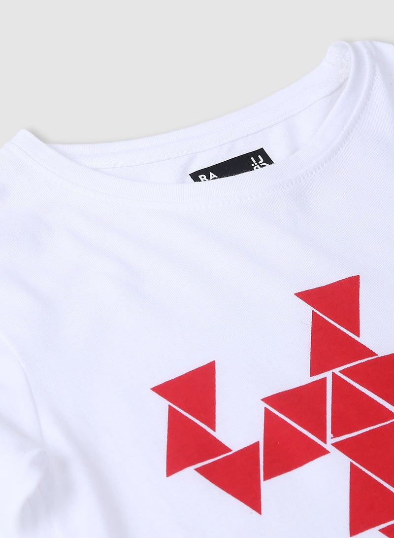 RAHA Girls Comfortable Long Sleeve T-Shirt And Pyjama Set White / Red - Image 3