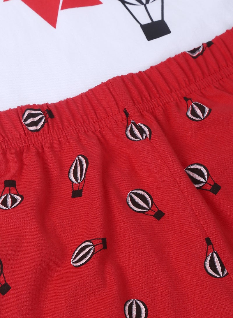 RAHA Girls Comfortable Long Sleeve T-Shirt And Pyjama Set White / Red - Image 4