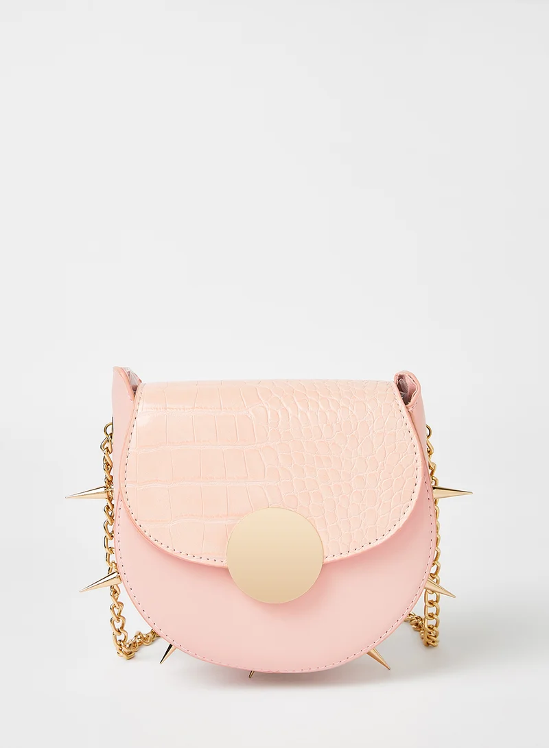 Sivvi x D'Atelier Spike Detail Crossbody Bag Pink