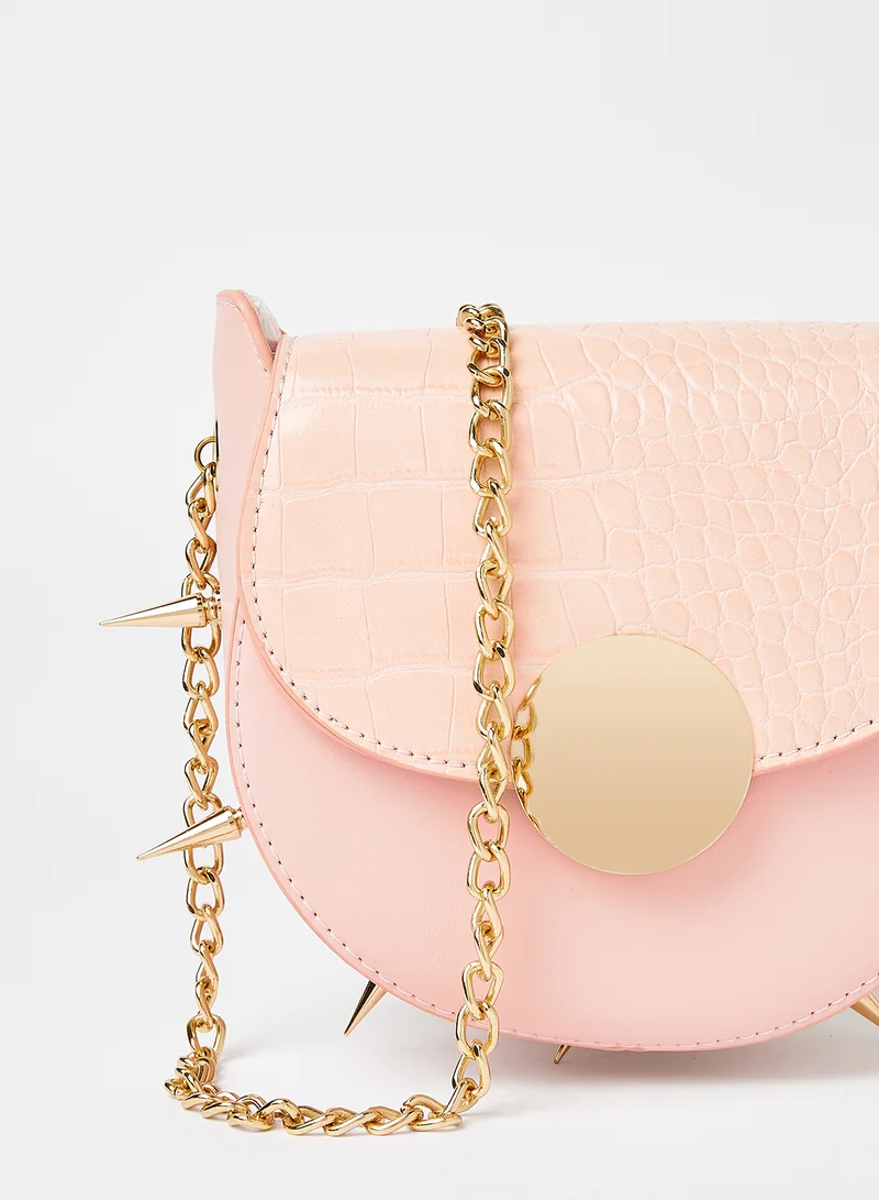 Sivvi x D'Atelier Spike Detail Crossbody Bag Pink