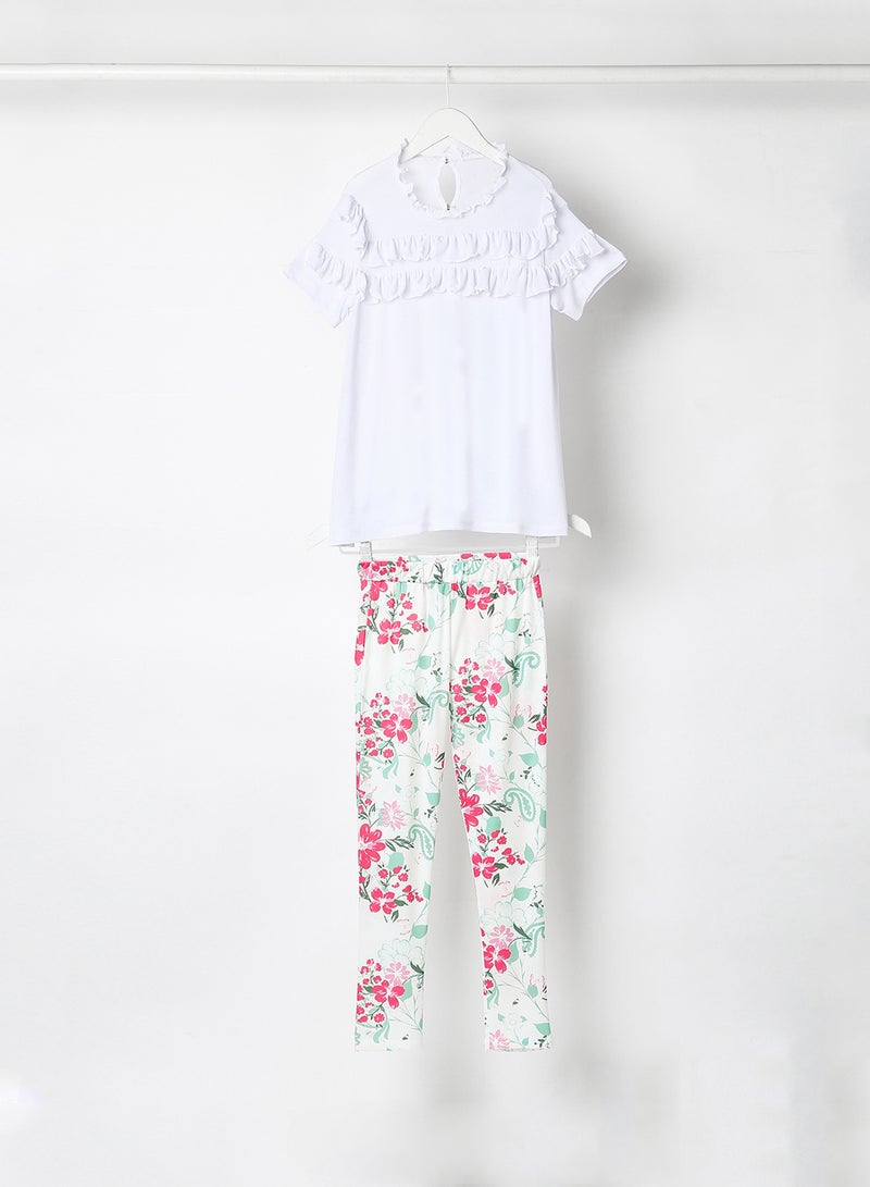 Sivvi x Aya+Zayn Kids/Teen Ruffle Detail Top And Leggings Set Multicolour  - Image 1