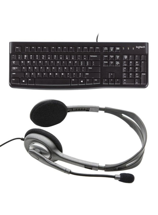 لوجيتيك Keyboard K120 with Stereo Wired Headphones Multicolour - Image 1